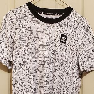 Adidas Full Print Black and White Tee (Men's M)